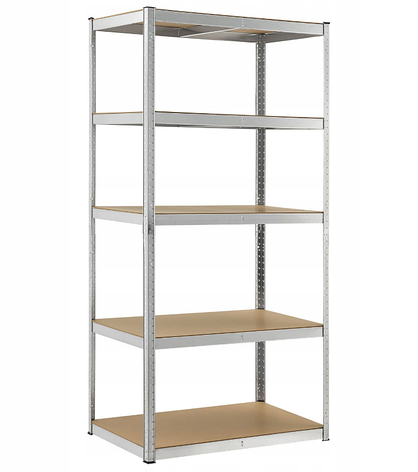 Стелаж | 220х90х40 см | сріблястий | 5 полиць МДФ | оцинкований | 175 кг/полиця | міцний | не псує підлогу | LEOBRO Premium, фото 1