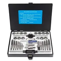 Набір мітчиків і плашок 33пр. 8,7/16,1/2,1/8-28,1/4-19), в метал.кейсі
