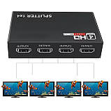 HDMI сплітер 1 в 4 порти Full HD 2K 4K 1080p, фото 3