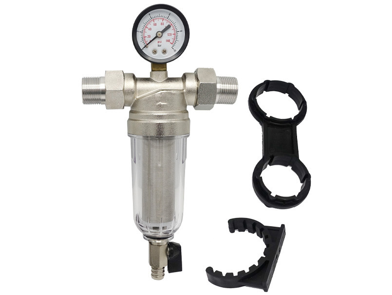 VG21.23141 Фільтр самопромивний (пласт.стакан + манометр) 1/2"  V&G