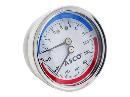 Термоманометр фронтальний Ø63 ASCO 1/100, фото 1