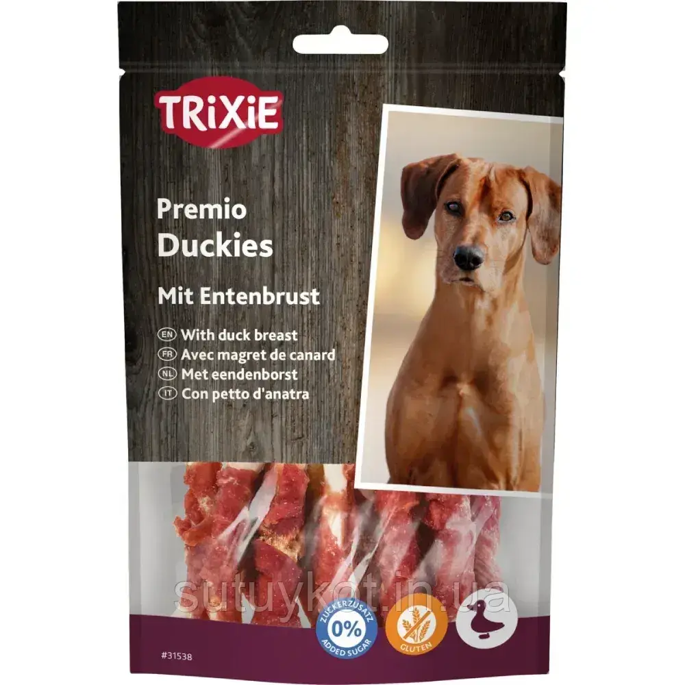 Trixie PREMIO Duckies Триксі ласощі для собак з качкою на кальцінованой кісточці, 100 гр., фото 1