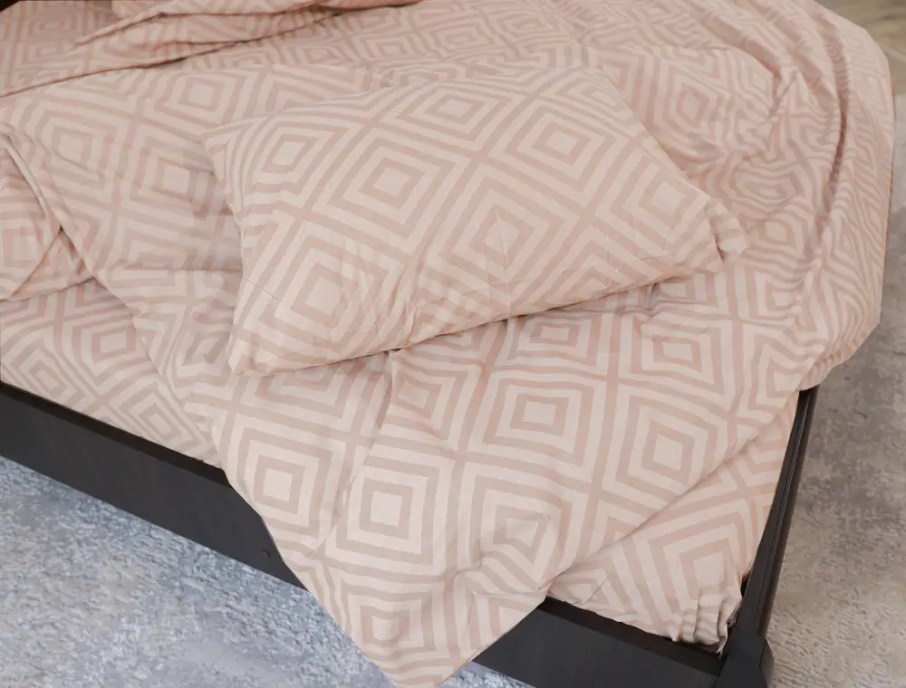 Двоспальний комплект (Бязь) | Комплект постільної білизни "Персикові ромбики" | Простирадло 200х220 см, фото 1