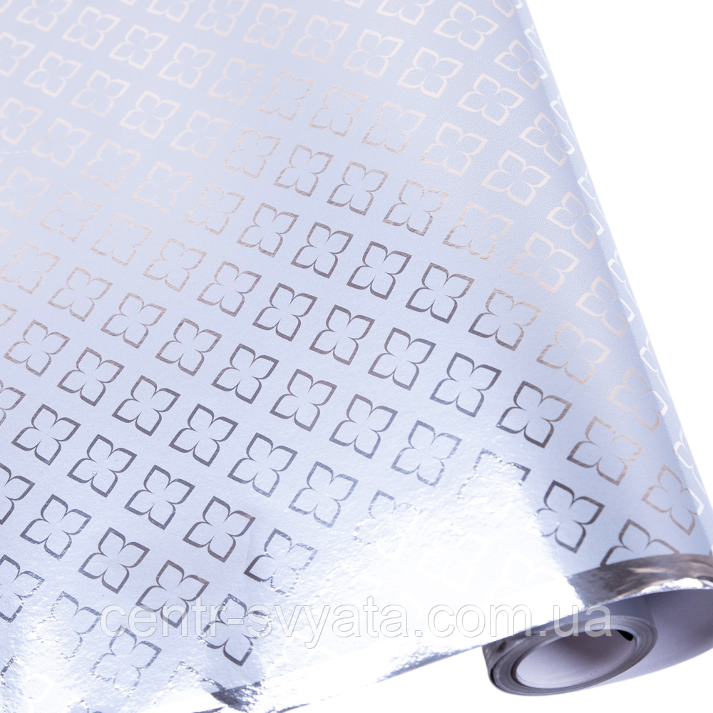 Подарунковий папір 0,7х10 м "Візерунок на сріблястому"
