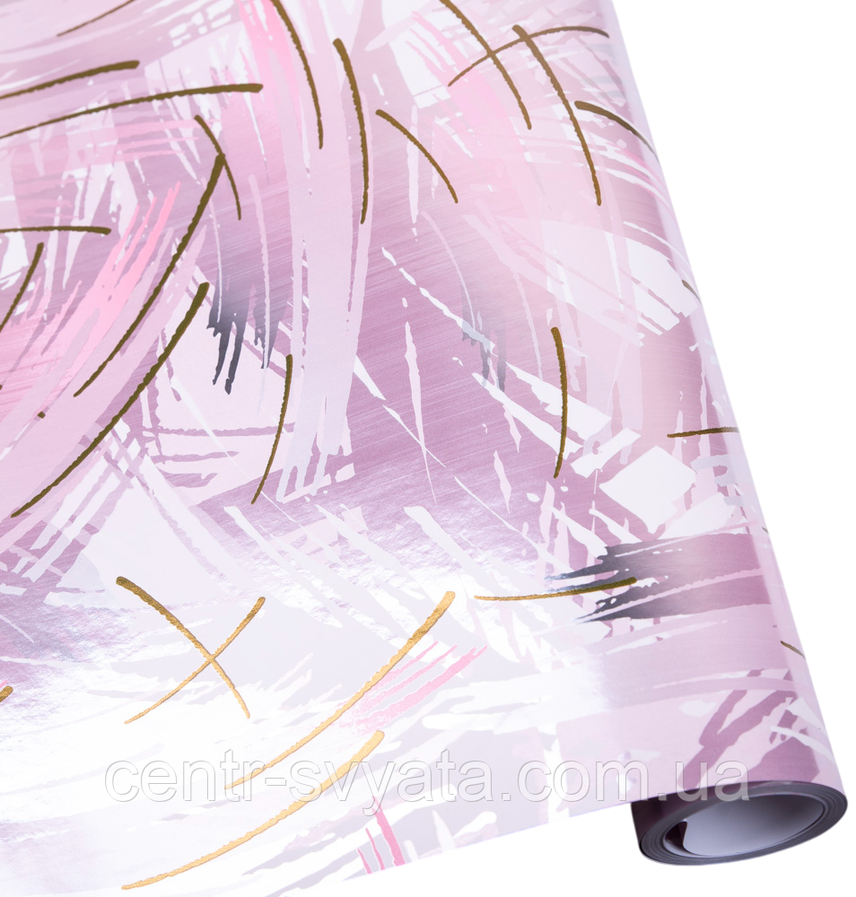Подарунковий папір 0,7х10 м "Мазки на рожевому"