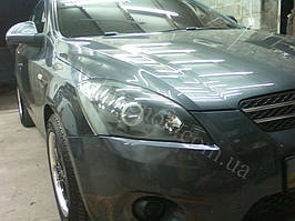 Установка биксеноновых линз G5 с глазами с покраской накладок на Kia Ceed