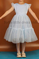 Ошатна сукня для дівчинки ніжно-блакитного кольору, з повітряною фатиновою спідницею у два яруси 110 (4-5 років)