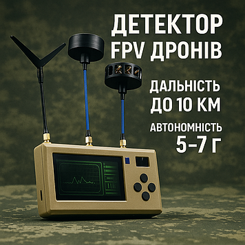 Антидрон детектор FPV (3 діапазони) — миттєве виявлення ворожих дронів, відеосканер для авто та опорних пунктів