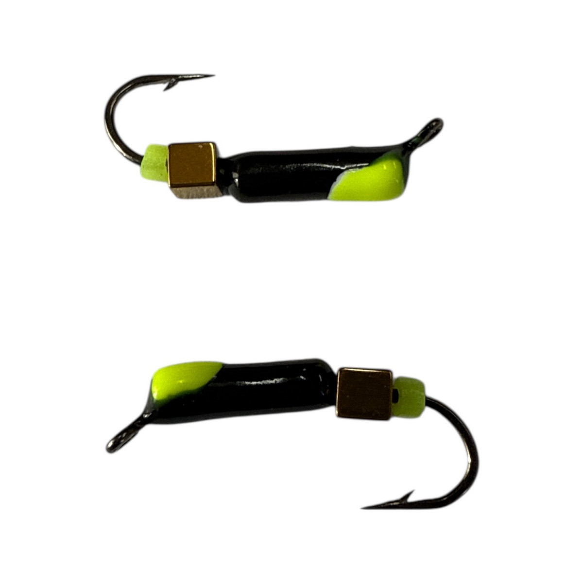 Мормишка Вольфрамова "Латишка" Гвоздик - З кубиком золото - Ø2,3мм - 0,5г - Чорно-зелений - Латвія (МК1158)