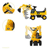 Каталка-мінi екскаватор для дітей від 1 до 3 років, жовтого кольору, фото 4