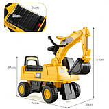 Каталка-мінi екскаватор для дітей від 1 до 3 років, жовтого кольору, фото 5