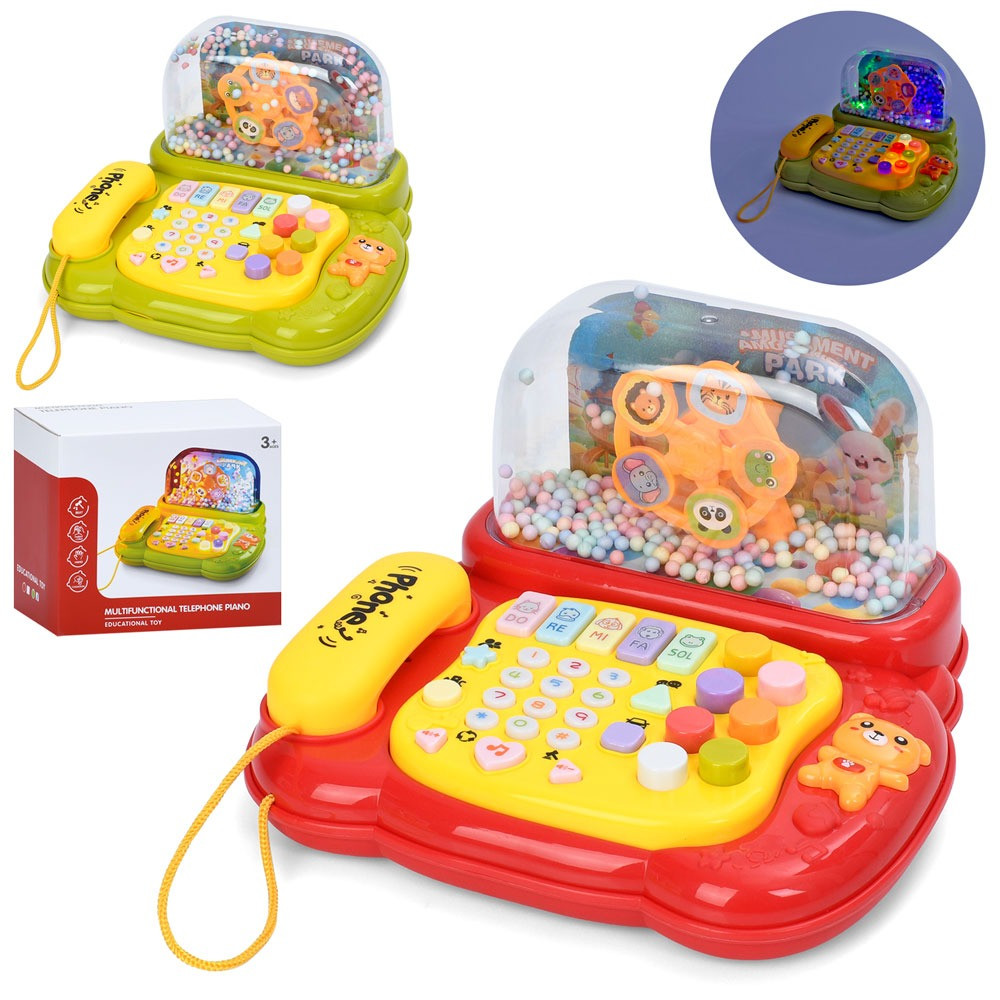 Інтерактивний телефон-іграшка з музикою sound-ефектами світлом рухливим колесом пінопластовими кульками у 2 кольорах на батарейках, фото 1