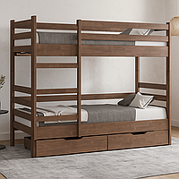 Дерев'яне дитяче двоярусне ліжко 80х190 см з двома ящиками з бука для двох підлітків дівчаток хлопчиків Тоні Мебель Сервіс