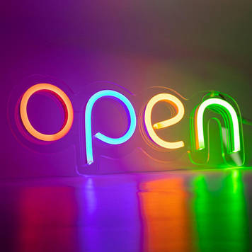 Неонова LED вивіска Open 40х13 см з USB