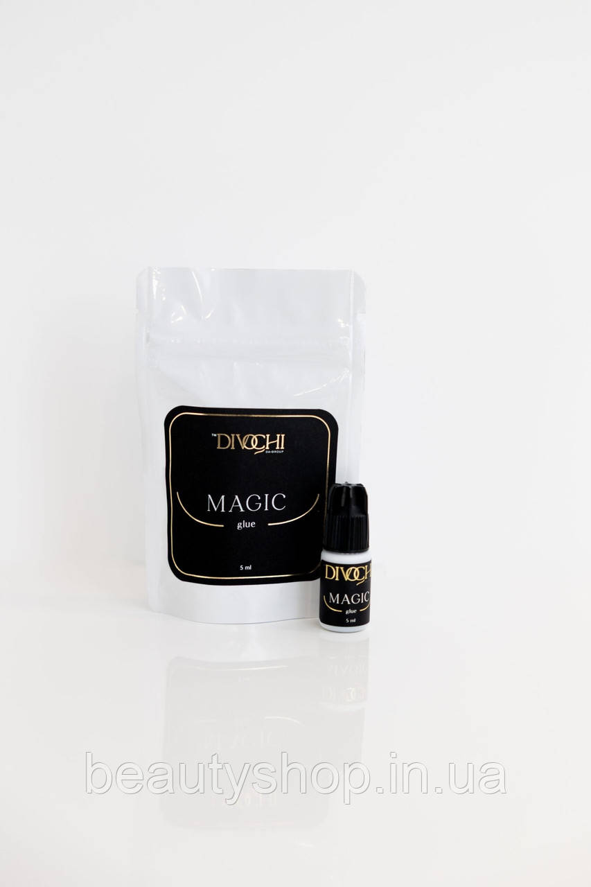 Клей для нарощування вій “Magic” DIVOCHI 5 ml — професійний чорний клей з миттєвим зчепленням