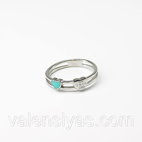 Срібна каблучка в стилі "Tiffany" зі вставкою емаль, Розмір 15,5, Вага: 1.8 г, фото 1