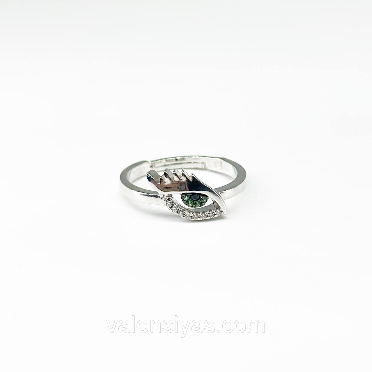 Срібна каблучка з фіанітами, Розмір 16,5, Вага: 2.4 г