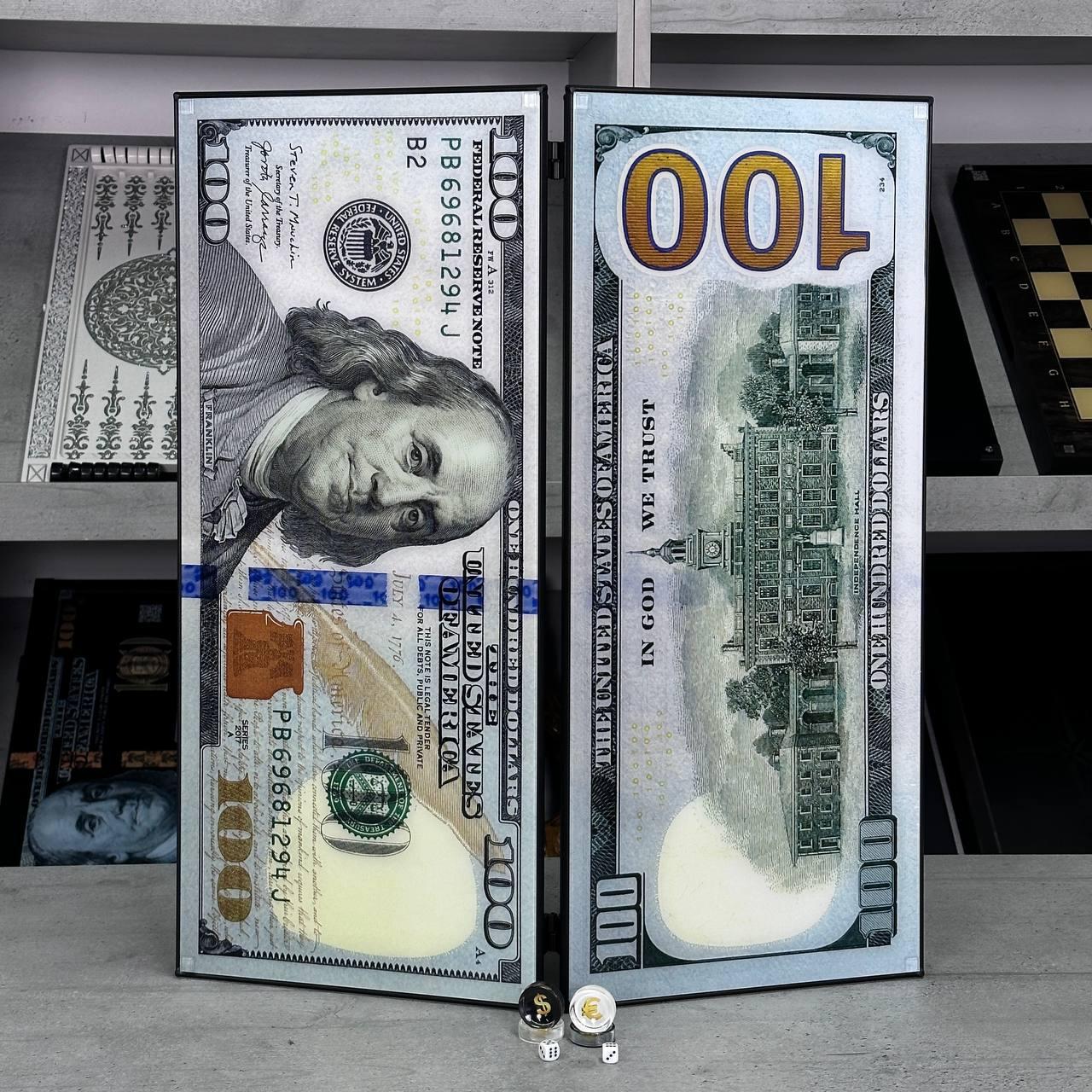 Нарди скляні Білий Долар 61×27×5см, фото 1