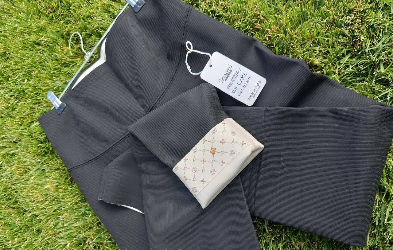 Стильні лосини на флісі в рубчик, фото 1