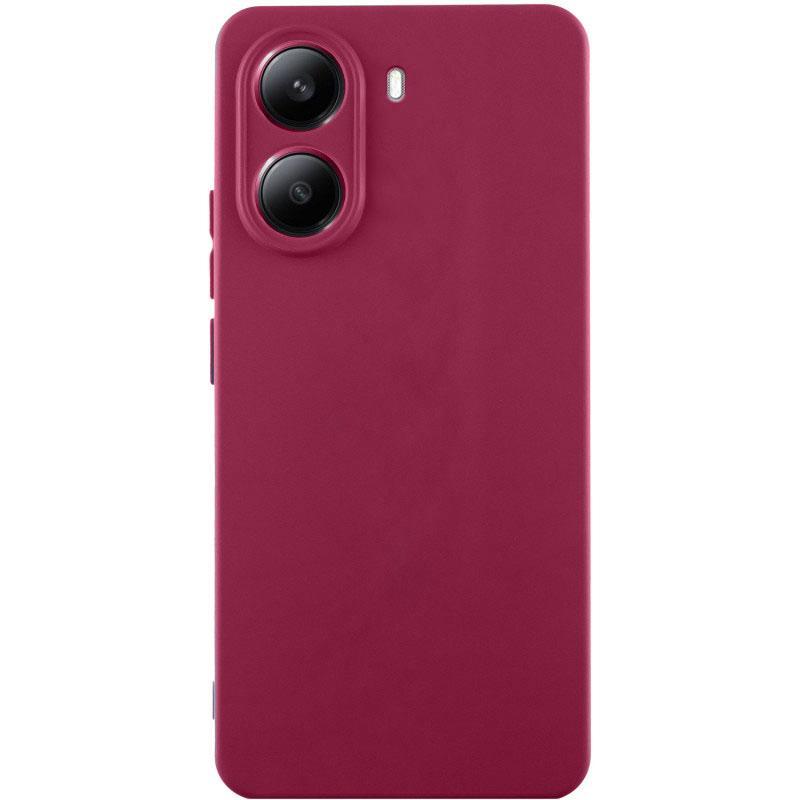 Чохол Silicone Cover Lakshmi Full Camera (AA) для Xiaomi 14T | Мікрофібра Бордовий / Marsala, фото 1