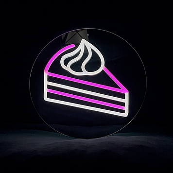 Вивіска Для кав'ярні кругла 30 см з USB-шнуром Жовто-блакитна Біло-рожевий