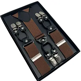 Підтяжки для штанів унісекс 6 металевих кліпс Solve — еластичні, регульовані, коричневі KT7003208