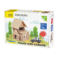 Дерев'яний конструктор Igroteco Будиночок з гаражем 75 деталей для дітей від 3 років розвиваюча іграшка для творчості (557408)
