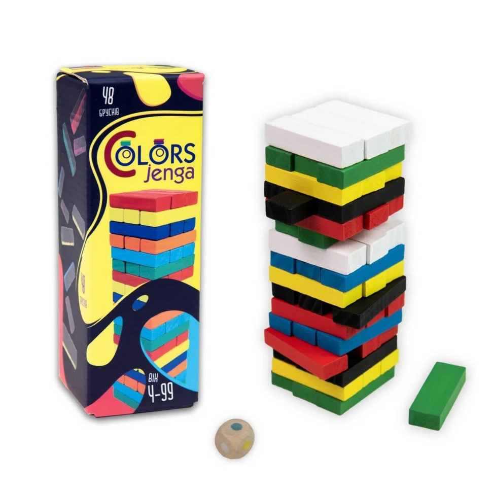 Настільна гра "Colors Jenga" Strateg 30717 48 брусків українською мовою, фото 1