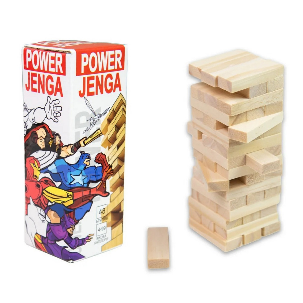 Настільна гра "Power Jenga" Strateg 30275 48 брусків українською мовою, фото 1