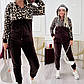 Жіночий костюм на флісі леопардова кофта на блискавці та штани на високій посадці (р. 42-52) 7KO3955, фото 2
