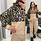 Жіночий костюм на флісі леопардова кофта на блискавці та штани на високій посадці (р. 42-52) 7KO3955, фото 3