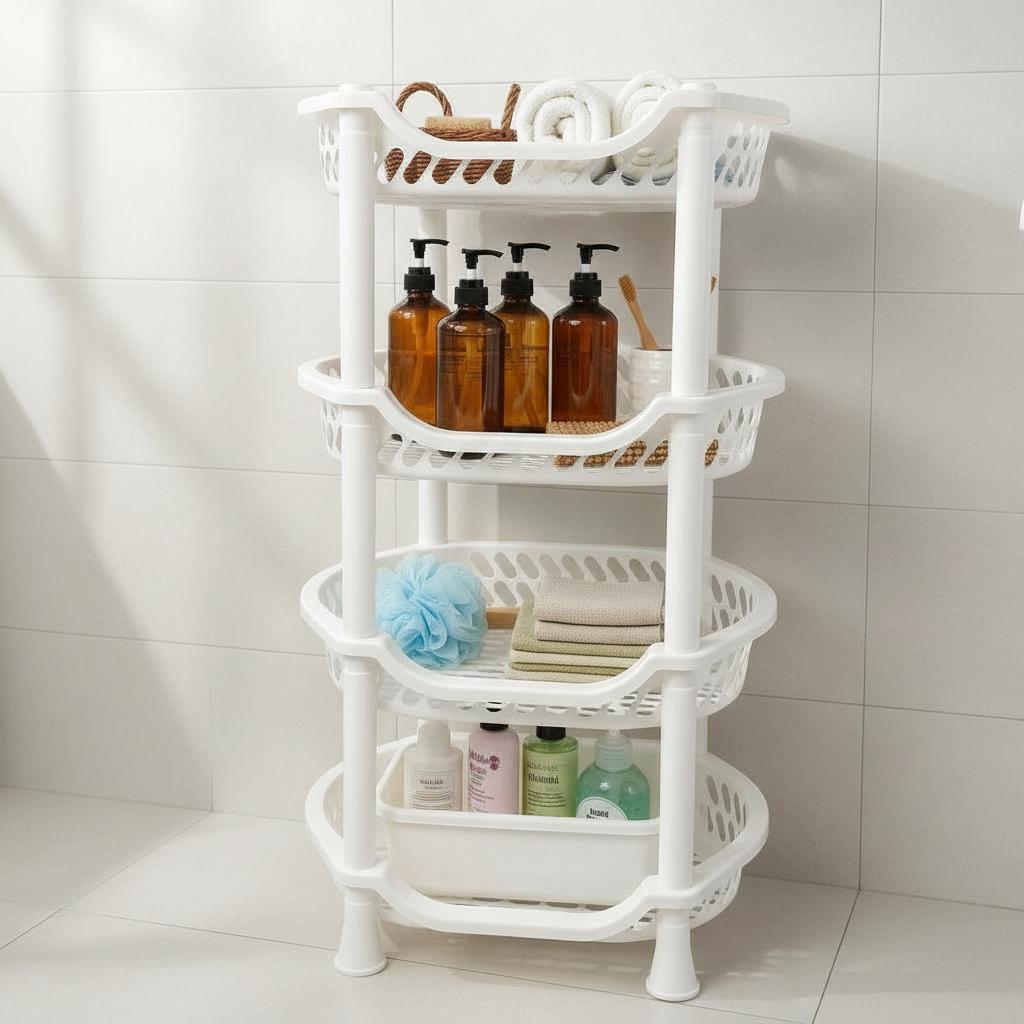 Біла розбірна поличка у ванну 4 яруси Efe plastics пластикова