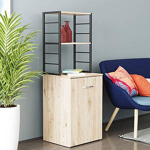 Стіл-тумба трансформер Смарт 4/2 з етажеркою Ferrum-decor 1430x1450x600 Чорний метал ДСП Дуб Сан-Марино 16 мм (FRD-105131)