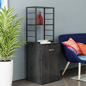 Стіл-тумба трансформер Смарт 4/2 з етажеркою Ferrum-decor 1430x1450x600 Чорний метал ДСП Сосна Кембра 16 мм (FRD-105132)