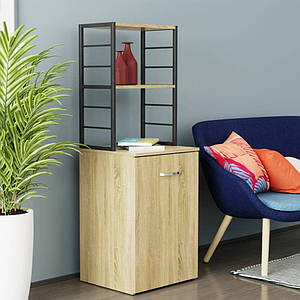 Стіл-тумба трансформер Смарт 4/2 з етажеркою Ferrum-decor 1430x1450x600 Чорний метал ДСП Дуб Сонома 16 мм (FRD-105133)