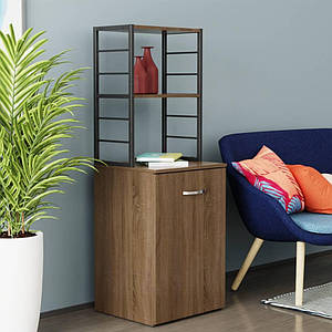 Стіл-тумба трансформер Смарт 4/2 з етажеркою Ferrum-decor 1430x1450x600 Чорний метал ДСП Дуб Сонома Трюфель 16 мм (FRD-105134)