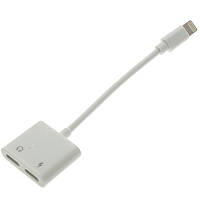 Адаптер WUW X88 Lightning 2-в-1 для iPhone зарядка + навушники Lightning-HF білий