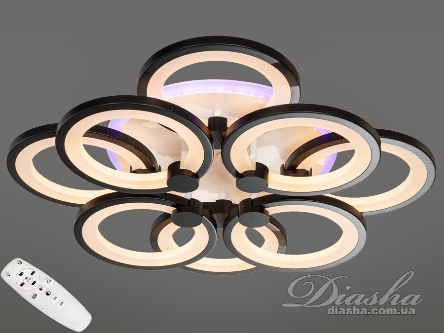 Світлодіодна люстра Diasha 8022/4+4BK LED 3color dimmer, фото 1