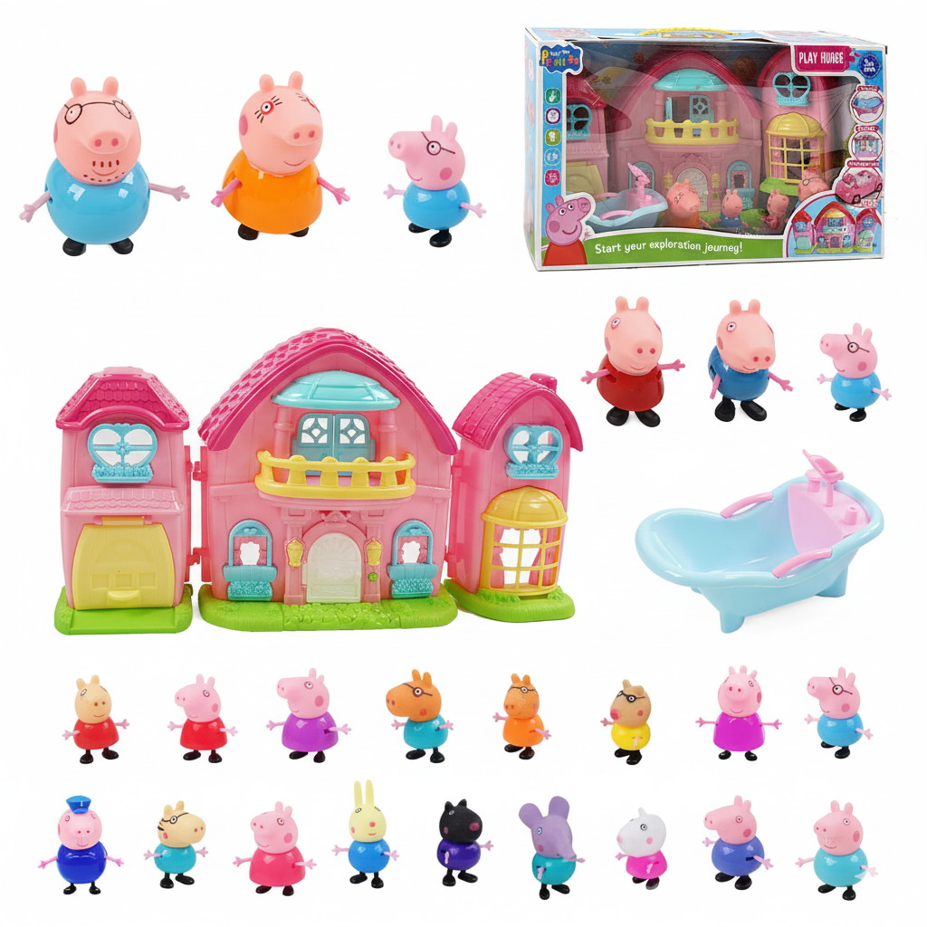 Мега набір "Будиночок Свинка Пеппа" 18 героїв, світло та звук, меблі в комплекті., фото 1