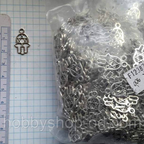 Метал. підвіска "Хамса (рука Фатіми) із зіркоюневара золото, 500 шт. в уп., фото 1