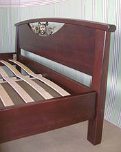 Деревянная кровать "Фантазия" с кованным элементом (190*160), массив дерева - ольха, покрытие - "итальянский орех" (№ 462). 5