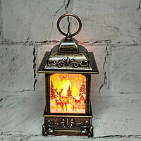 LED свічка Ліхтарик новорічний декор Олені 13х5,7 см Ретро MA25-11-2