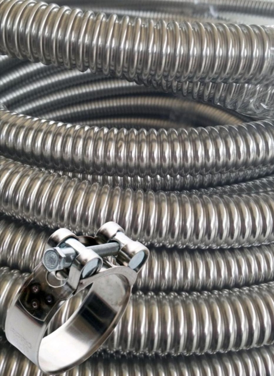 Комплект Гофра для відведення газів генератора нержавійка + Хомут