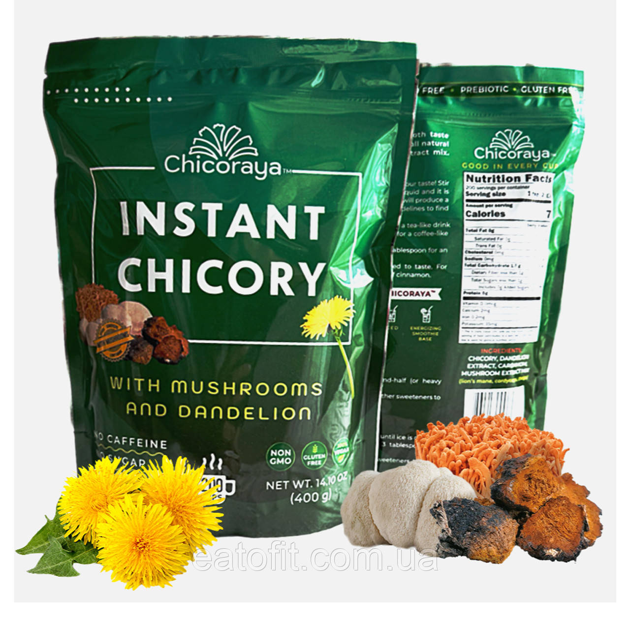 Цикорій з екстрактом кульбаби та функціональними грибами, 400г, фото 1