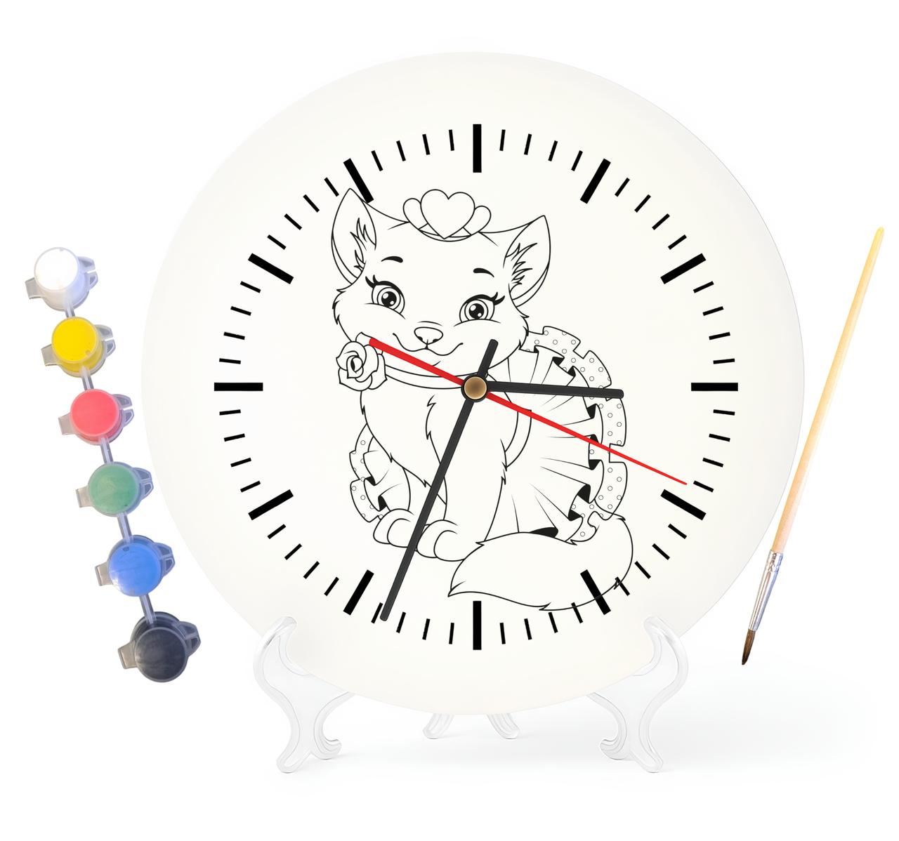 Дитячий набір для творчості годинник розмальовка Кошеня 30 см (Г0206), фото 1