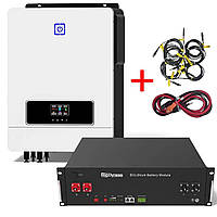 Комплект 10.2 кВт + 3.6 кВт, Гібридний інвертор Daxtromn + Акумулятор Dyness 75Ah, B3, кабелі в подарунок, ДБЖ