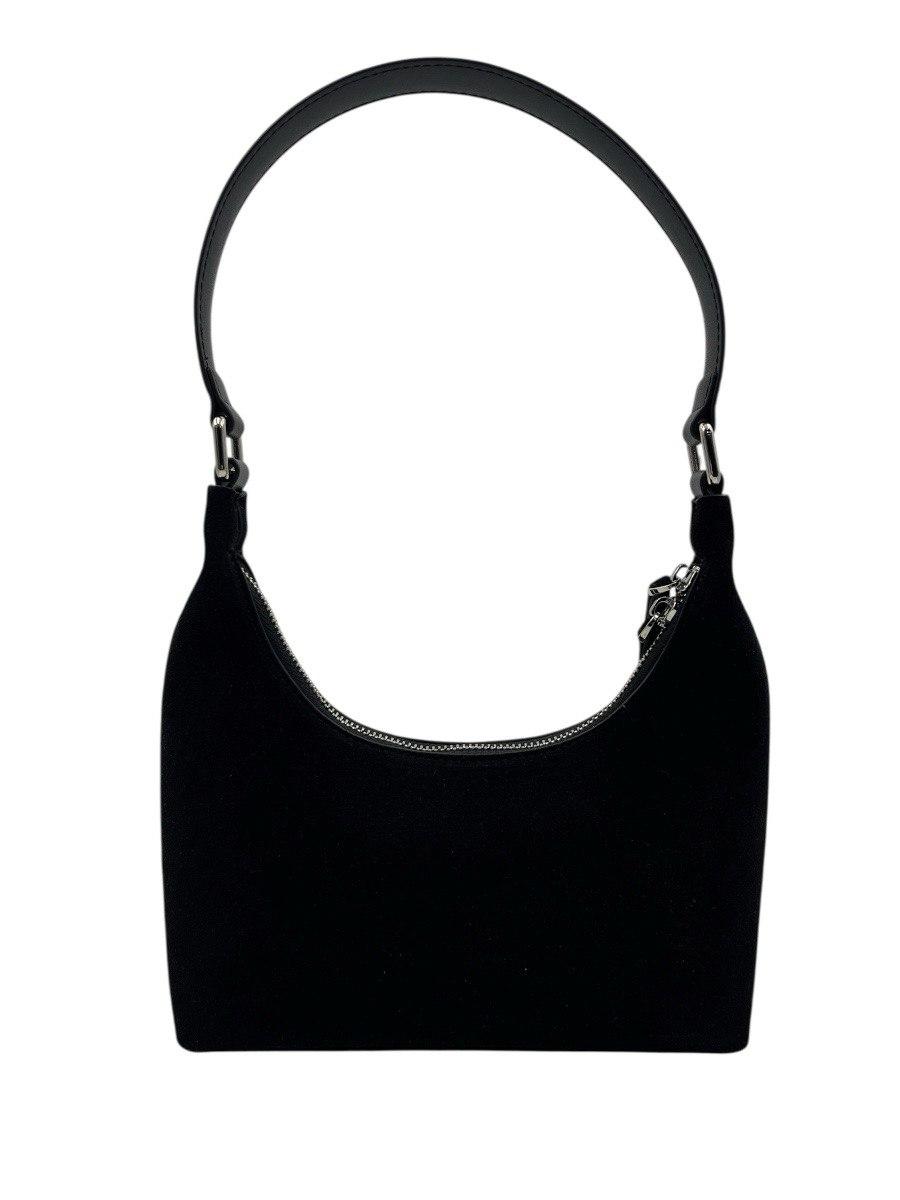 Сумка жіноча натуральна замша чорна маленька на плече, фото 1
