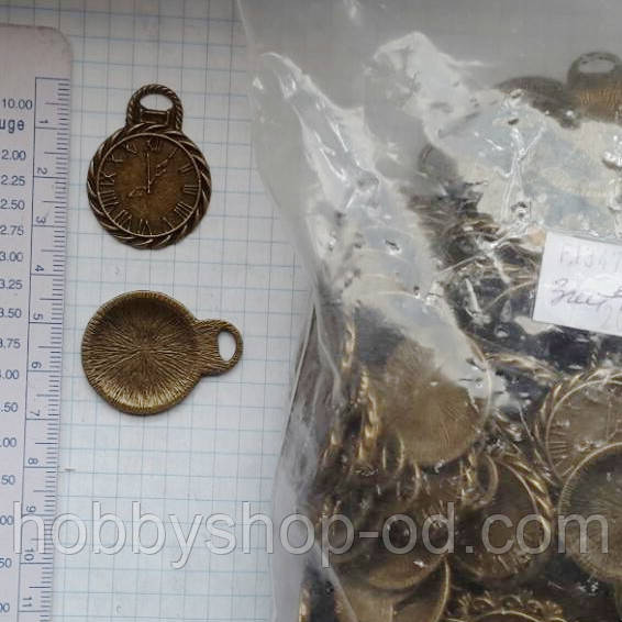 Метал. підвіска "Часи" бронза, 200 шт. в уп., фото 1