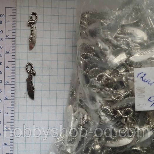 Метал. підвіска "Сабля" срібло, 800 шт. в уп., фото 1