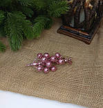 Гілочка - ягоди 12см, рожевий, крупний глиттер, фото 4